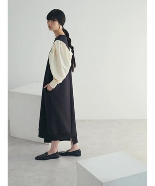 Green Parks armonia. リブ使いコクーンポンチワンピース Black