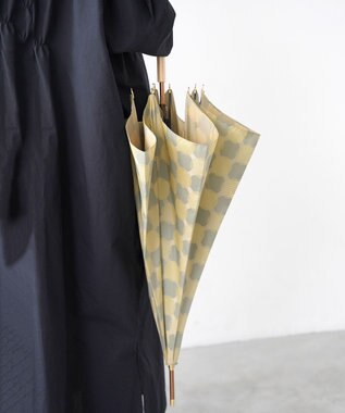 槇田商店 ノルディック ドットコラージュ グリーン 長傘 黄緑