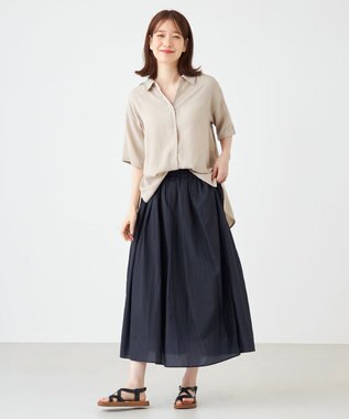 SHARE PARK LADIES 【2WAY】オーバーサイズ楊柳シャツ ライトグレー系