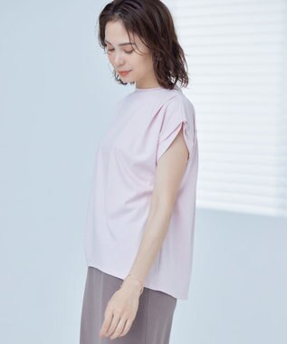 組曲 L 【UVケア・接触冷感】GIZAプレーティング天竺フレンチスリーブ Tシャツ ピンク系
