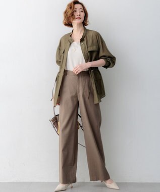 23区 【見上愛さん着用】リネンミックスシアースラブ ミリタリー シャツジャケット カーキ系