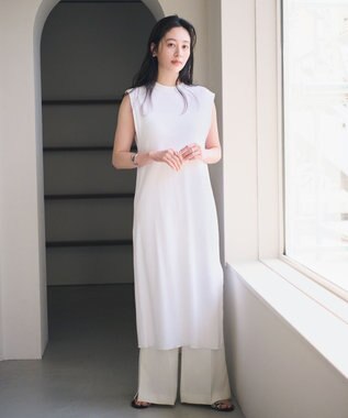 #Newans 【洗える】サーマルノースリーブワンピース ホワイト系