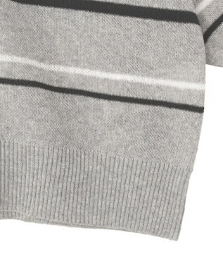 Green Parks 衿付き７分袖ニットプルオーバー Gray Mixture