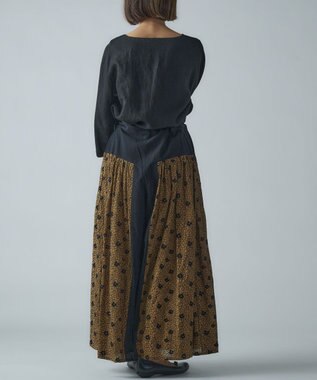 muuc 【手刺繍のような刺繍が美しい】ハイドランジア 切り替えパンツ ベージュ