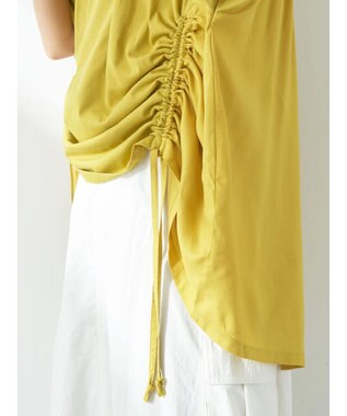 earth music&ecology ドロストギャザードッキングＴシャツ Yellow