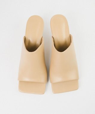 BONTRE 【PRECIEUX JOUET/プレシュウジュエ】ワイドスクエアスカルプチャーヒールミュール/019PJ ベージュ