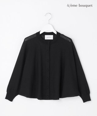 自由区 【カトリエムブーケ】Poncho en tissu sy  nthetique  ポンチョプルオーバー ブラック