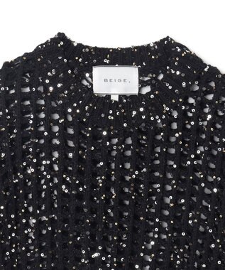 BEIGE， 【洗える】BARQUIER / スパンコールニット Black×Gold＆Silver