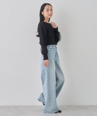 earth music&ecology マジョリカプリーツチュールニットプルオーバー Black