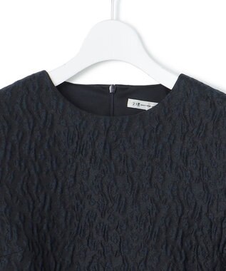 23区 【洗える】エクラジャカード ペプラム ブラウス ネイビー系