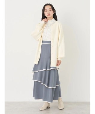 earth music&ecology パイピングフリルティアードスカート Gray
