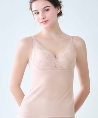 BRADELIS New York 【BRADELIS NewYork peace/接触冷感 ノンワイヤー】綿さらタッチ!ナチュラルフィットブラキャミ25 ブラデリス 補正 下着 カップ付き ブラトップ キャミソール ローズ