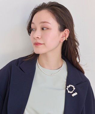 Phoebe 【セレモニーセット】クラスアップパールネックレス×ドレッシングパールイヤーカフSET ホワイト