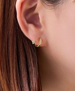 Phoebe 【金属アレルギー対応】【痛くないシリーズ】フラワービジューフロートライトフィットイヤリング　ゴールド ゴールド