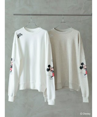 Green Parks ミッキーマウス・クラブ／袖アート裏毛プルオーバーⅡ Gray Mixture