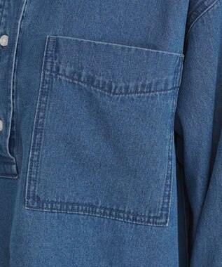 WEGO 【ANGIE VINTAGE】襟が選べる デニム プルオーバー シャツ（バンドカラー/レギュラー） ブルーその他