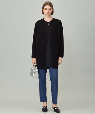 ICB L 【洗える】 アセテートミラノ ロングカーディガン ブラック系