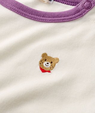 MIKI HOUSE HOT BISCUITS 【70-120cm】【Everyday Series】ワンポイント 長袖Tシャツ 白×ブルー