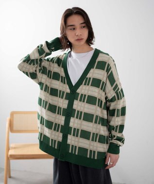 WEGO 【ユニセックス着用ITEM】オーバーフィットドライタッチパターンカーディガン