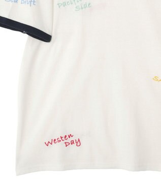 AMERICAN HOLIC ランダムロゴ刺繍リンガーTシャツ White