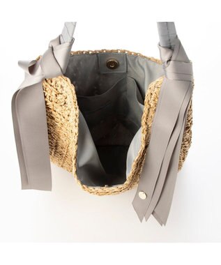 UNBILLION カシュカシュ cachecache / 下がりグログラン柄編みトートバッグ GY