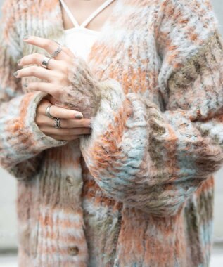 WEGO マルチボーダーブラッシュニットカーデ 柄1