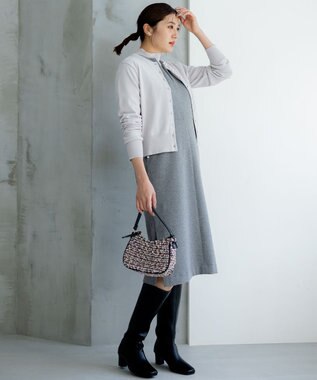 組曲 【洗える・6色展開】Elenaベーシックニット カーディガン ライトグレー系