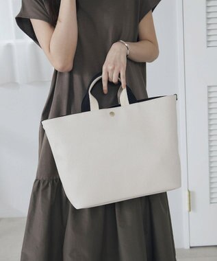 TOPKAPI 【Breath TOPKAPI】SCOTCH GRAIN スコッチグレイン プレーン 2トーンテープ ハンドル トートバッグ L クリーム