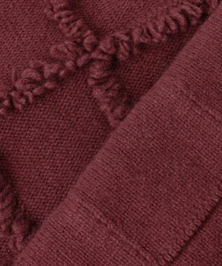 自由区 【カトリエムブーケ】Check frange フリンジプルオーバーニット ボルドー