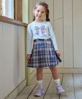 ANY KIDS プリーツ スカパン ネイビー×チェック