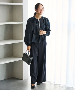 #Newans 撥水加工/UVカット機能付きペプラムライトブルゾン ネイビー