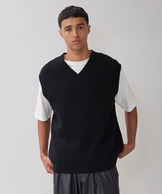 UNFILO MENS 【男女兼用】バルキー ニットベスト ブラック
