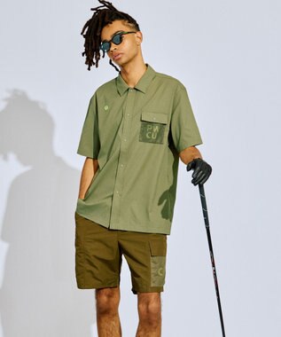 PW CIRCULUS 【UV遮蔽率97.8% / 軽量のDotAir / 高通気 / 軽撥水】【MEN】メッシュポケットシャツ ゴルフ カーキ系