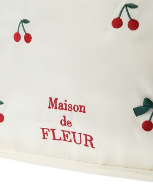 Maison de FLEUR チェリー刺繍パイピングスクエアトートバッグ Ivory
