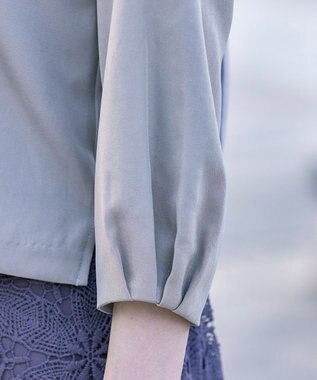 Tiaclasse L 【ダブルストレッチ】【洗える】タックパフ袖ブラウス グレー