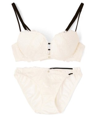 San-ai Resort（三愛水着楽園） 【northerly bra フィットシリーズ 谷間メイク】 Wストラップ ブラジャー＆ショーツSet B～Fカップ ホワイト