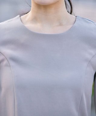 Tiaclasse L 【ダブルストレッチ】【洗える】タックパフ袖ブラウス グレー