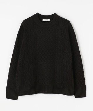 ANY L 【洗濯機可】ソフトタッチケーブルニット ブラック系