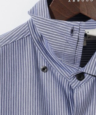 JOSEPH ABBOUD 【キングサイズ・イージーケア・ストレッチ】コンパクトジャージーヘアラインストライプ シャツ ネイビー系1