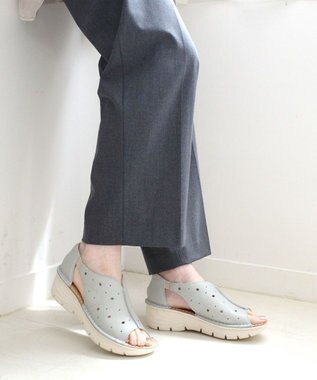 Pointer 本革 超軽量厚底パンチングサンダル サマーグレー