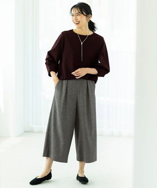 ANY L 【洗濯機可】タックスリーブ プルオーバー ボルドー