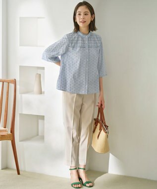 組曲 【WEB限定カラーあり】エンブロイダリーレース フレアスリーブブラウス 【WEB限定】サックス系9