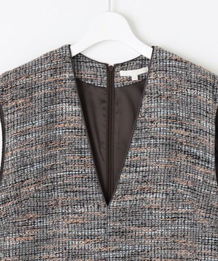 自由区 L 【洗える】エアリーツイード ジャンパースカート グレイッシュミントミックス