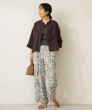 AMERICAN HOLIC 接触冷感Wポケット5分袖ショートシャツ Dark Brown