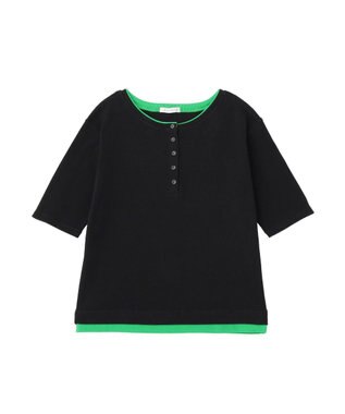 Green Parks 配色ヘンリーネック半袖プルオーバー