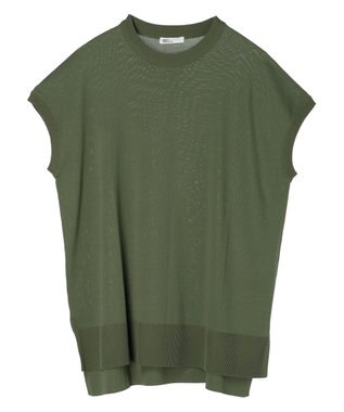 CRAFT STANDARD BOUTIQUE ＵＶカット接触冷感半袖ニットチュニック Khaki