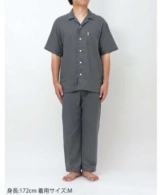 ワコール／睡眠科学 メンズ パジャマ 5分袖 半袖 9分丈 綿100%(天綿)(本体) 二重ガーゼ YGT145 睡眠科学／ワコール グレー