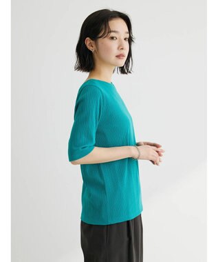 Green Parks 前後２ｗａｙリブ５分袖プルオーバー Black