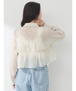 earth music&ecology シャーリングシャツ Gray Beige