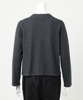 23区 L 【R(アール)】ウールカシミヤ パールトリム カーディガン チャコールグレー系